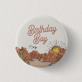 Wild West Rodeo Abenteuer erwartet Geburtstagsjung Button