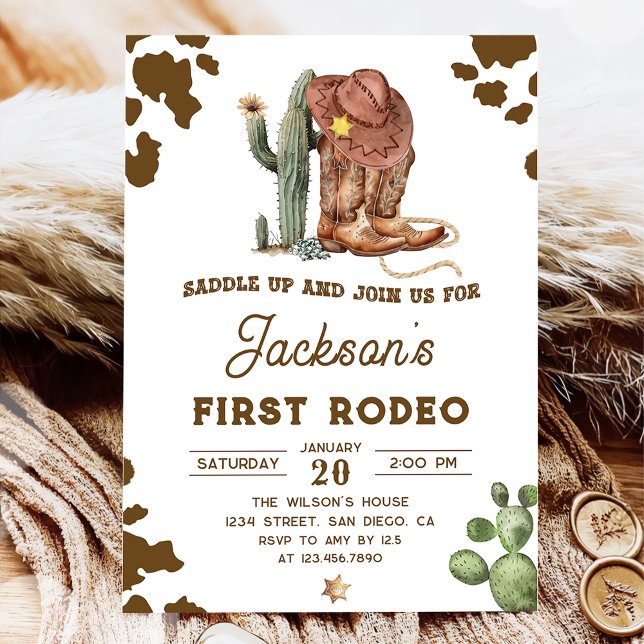 Wild West Rodeo Cowboy Invitation d'anniversaire (Créateur téléchargé)