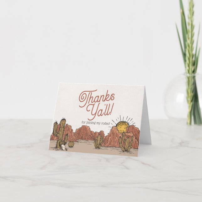 Wild West Rodeo Dankeschön Karte für Babydusche (Vorderseite)