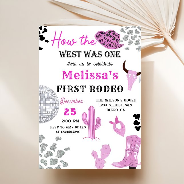 Wild West Rodeo Disco Pink Cowgirl Birthday Party Einladung (Von Creator hochgeladen)