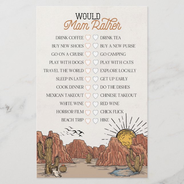 Wild West Rodeo möchte lieber Baby Dusche Spiel (Vorderseite)