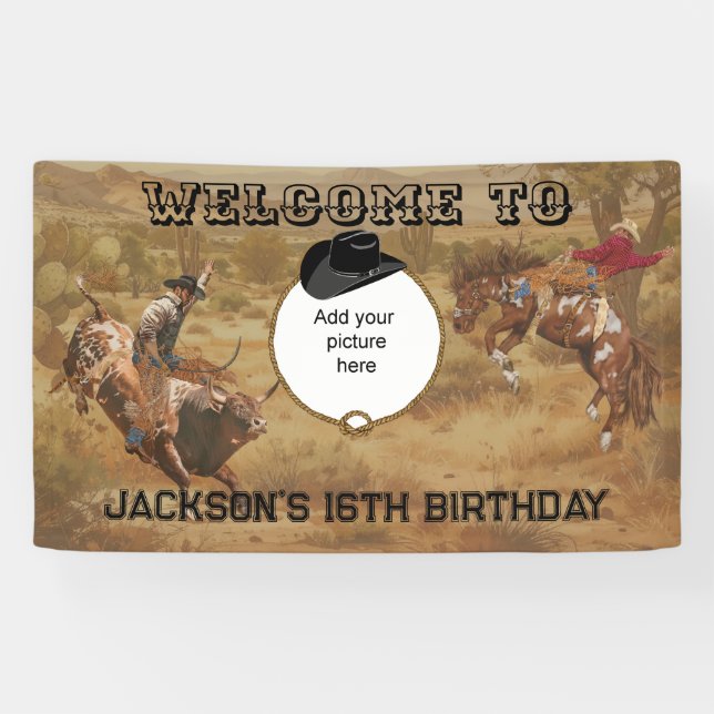 Wild West Rodeo Roundup Birthday Banner (Horizontal)