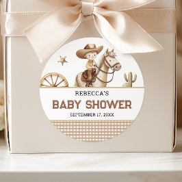 Wild West Rodeo Western Little Cowboy Baby Shower Runder Aufkleber