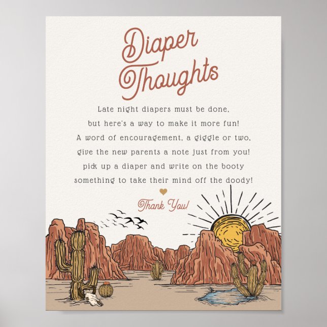Wild West Rodeo Windeln Gedanken Babydusche Zeiche Poster (Vorne)