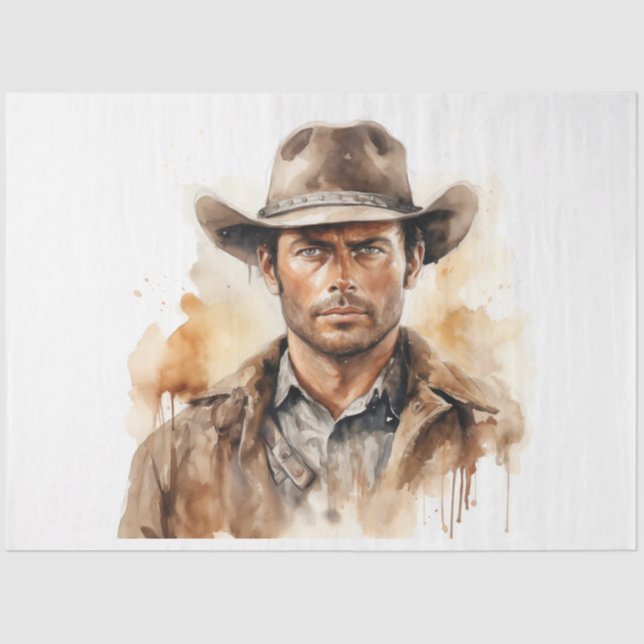 Wild West Rustic Rambler Cowboy Decoupage Seidenpapier (Vorderseite)