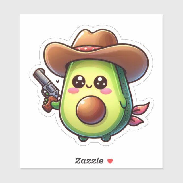 Wild West Sheriff Avocado - Niedlich & mutig Aufkleber (Blatt)