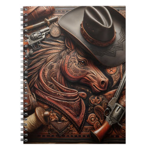 Wild West Still Life: Cowboy-Hut, Schusswaffe und  Notizblock