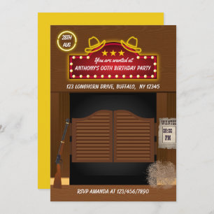 Wild West Theme Neon Anniversaire invitation