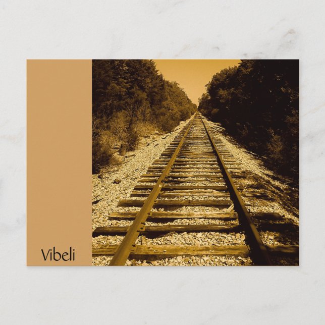 Wild West Train Track Post Card von Vibeli Postkarte (Vorderseite)