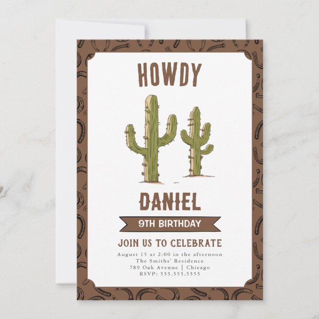 Wild West Western Birthday Party Einladung (Vorderseite)