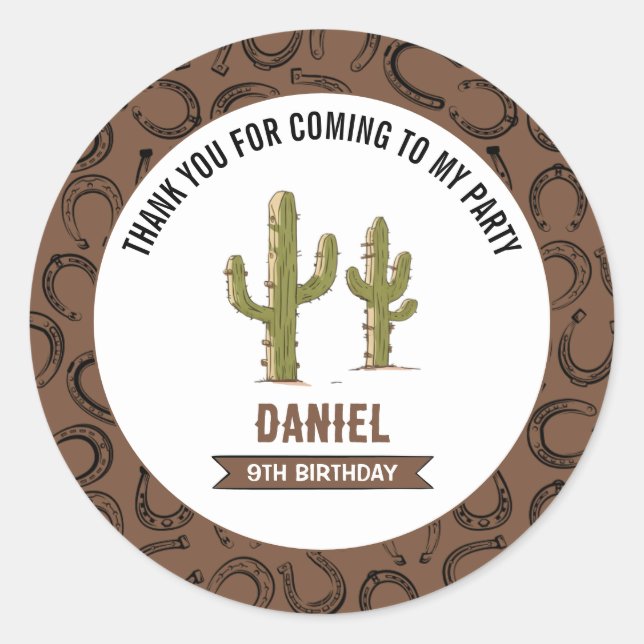 Wild West Western Birthday Runder Aufkleber (Vorderseite)
