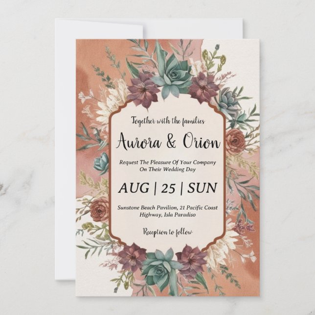 Wild West Western boho Hochzeitseinladungen Einladung (Vorderseite)