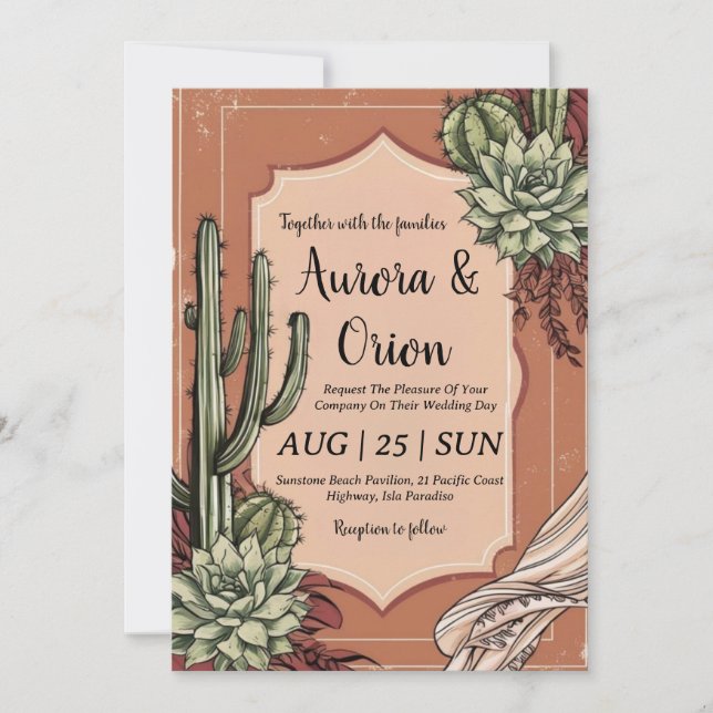 Wild West Western boho Hochzeitseinladungen Einladung (Vorderseite)
