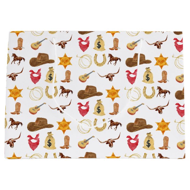 Wild West Western Country Rodeo jedes Alter Geburt Große Geschenktüte (Vorderseite)