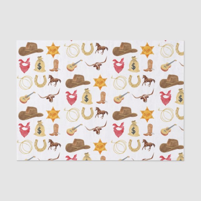 Wild West Western Country Rodeo jedes Alter Geburt Seidenpapier (Vorderseite)