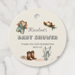 Wild West Western Cowboy Baby Shower Geschenkanhänger
