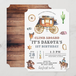 Wild West Western Cowboy Einladung zum ersten Gebu