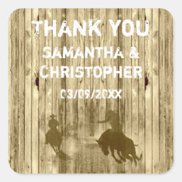 Wild West Western Hochzeit danke Quadratischer Aufkleber