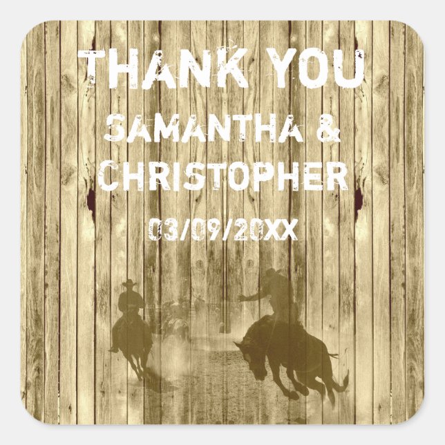 Wild West Western Hochzeit danke Quadratischer Aufkleber (Vorderseite)