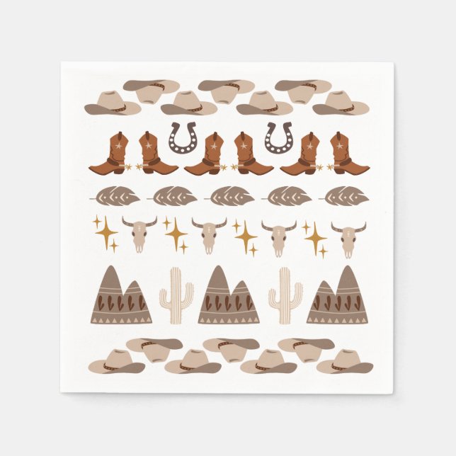 Wild West Western Rodeo Cowboy Birthday Party Serviette (Vorderseite)