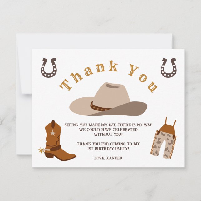 Wild West Western Rodeo Cowboy Danke an Ihre Karte (Vorderseite)