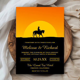 Wild West Western Sunset Cowboy Wedding Einladung