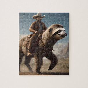 "Wild West Wonders: Cowboy Riding a Sloth Horse"