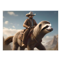 "Wild West Wonders: Cowboy Riding a Sloth Horse"