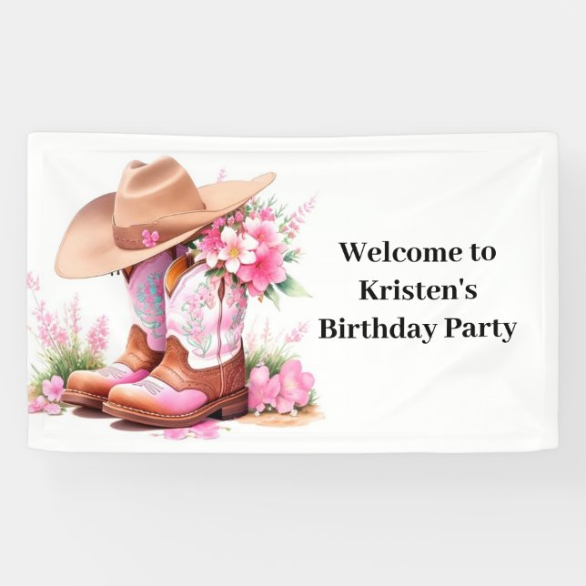 Wild West Wonders Cowgirl Birthday Banner (Horizontal)