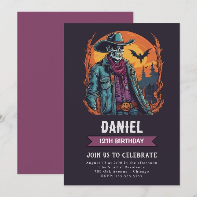 Wild West Zombie Birthday Einladung (Vorne/Hinten)