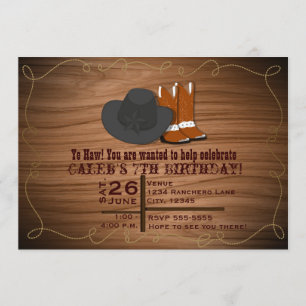 Wild Western Country Rope Boots & Hat Einladung