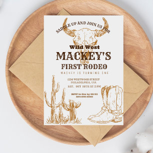Wild Western First Rodeo Geburtstagsparty Einladung