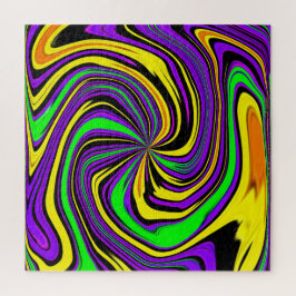 Wild Wet Paint Swirl in Green Purple and Yellow