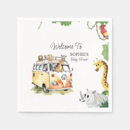Wild Wheels Safari Animal Baby Shower Camper Van Serviette
