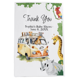 Wild Wheels Safari Animal Camper Van Baby Shower Mittlere Geschenktüte