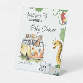 Wild Wheels Safari Animal Camper Van Willkommen Sockelschild
