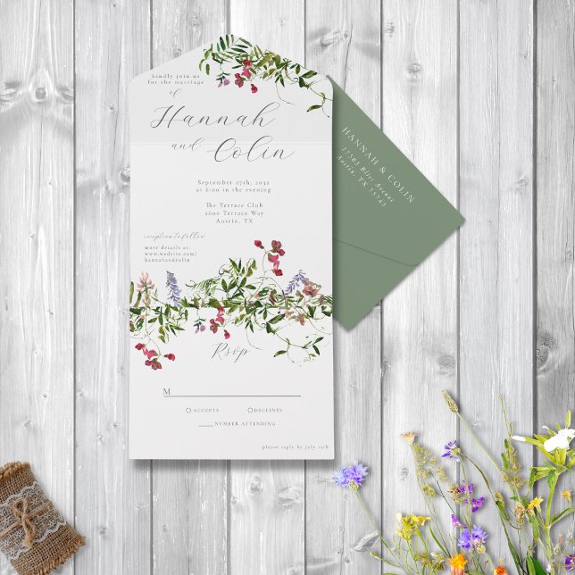 Wild Whimsical Blooms & Greenery All In One Einladung (Von Creator hochgeladen)