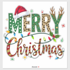 Wild & Whimsical Merry Christmas Leopard Print  Aufkleber