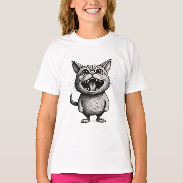  “Wild Whiskers – Crazy Cartoon Cat T-Shirt by Ink (Vorderseite)