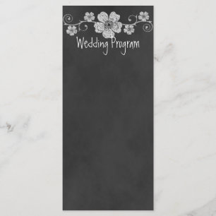 Wild White Roses Chalkboard Wedding Program Card Programm