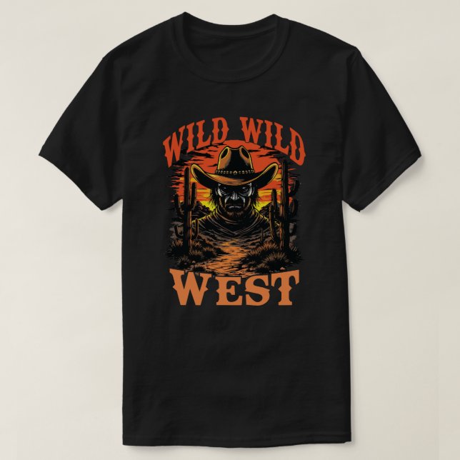 Wild Wild West Cowboy Sunset T-Shirt (Design vorne)