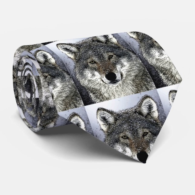 Wild Wolf Eyes Artwork Krawatte (Gerollt)