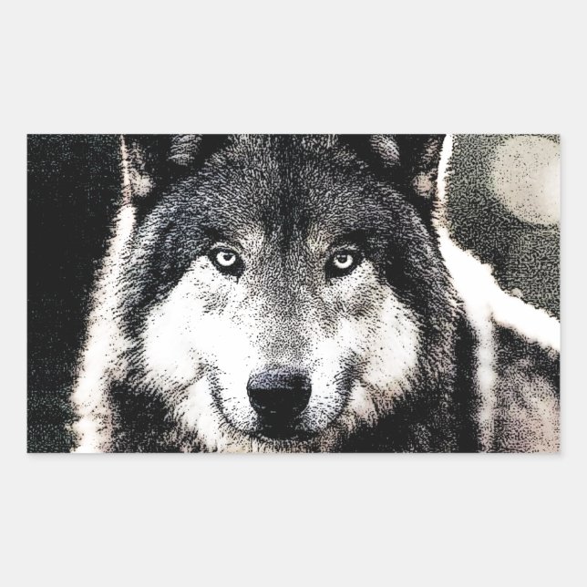 Wild Wolf Eyes Artwork Unique Rectangle Sticker (Vorderseite)