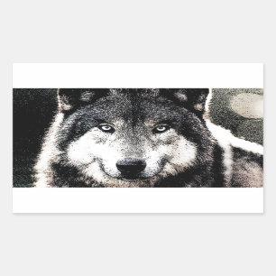Wild Wolf Eyes Artwork Unique Rectangle Sticker