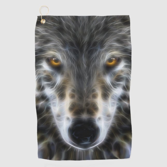 Wild Wolf Eyes Decor auf Golfhandtuch (Vorderseite)