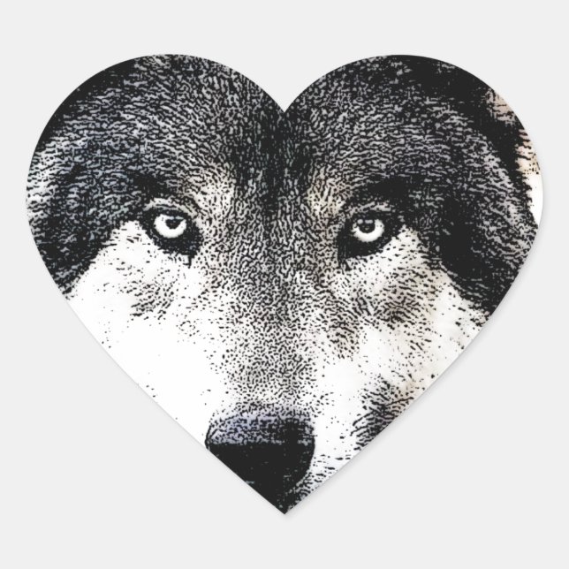 Wild Wolf Eyes Heart Sticker (Vorderseite)