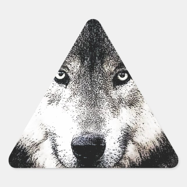Wild Wolf Eyes Triangle Sticker (Vorderseite)