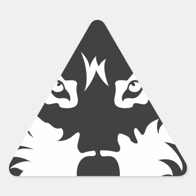 Wild Wolf Face Silhouette Dreieckiger Aufkleber (Vorderseite)