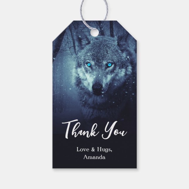 Wild Wolf mit schönen blauen Augen Vielen Dank Geschenkanhänger (Vorderseite)