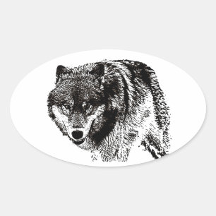 Wild Wolf Ovaler Aufkleber